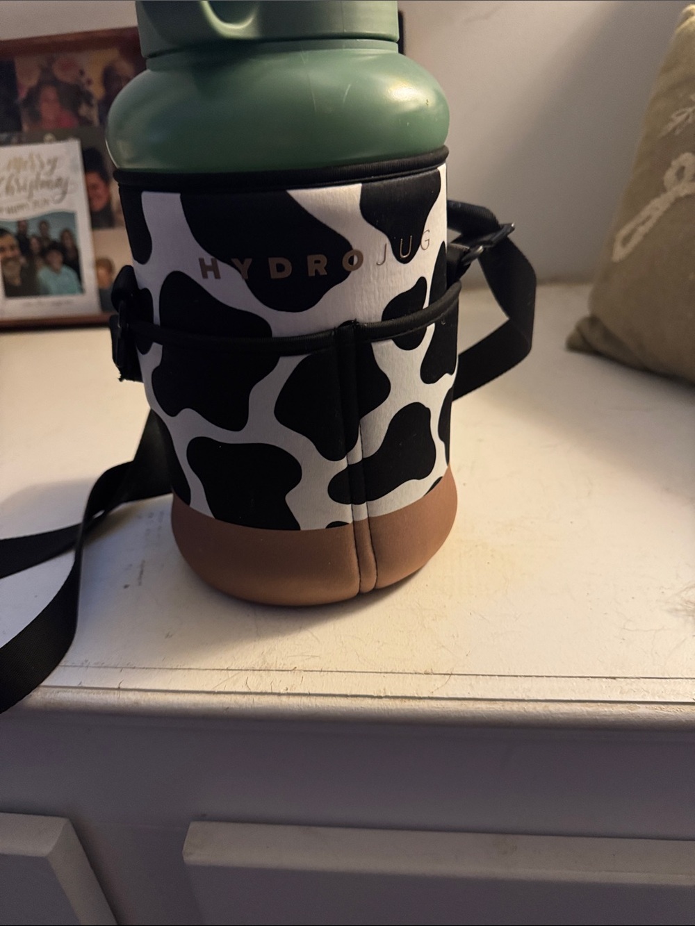 HydroJug Cow Print womens Bottle Carrier - Black, White & Brown